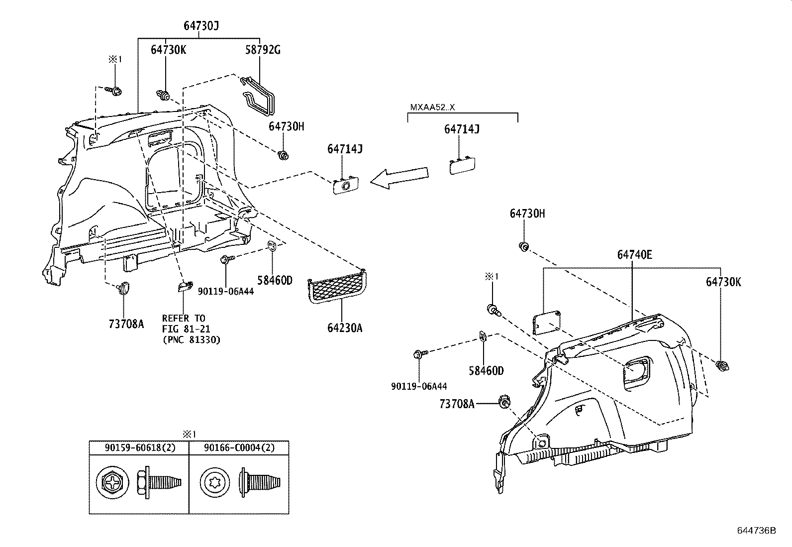 58577-0R080-C0 PLATE, REAR FLOOR MAT SUPPORT SIDE, NO.1 product image