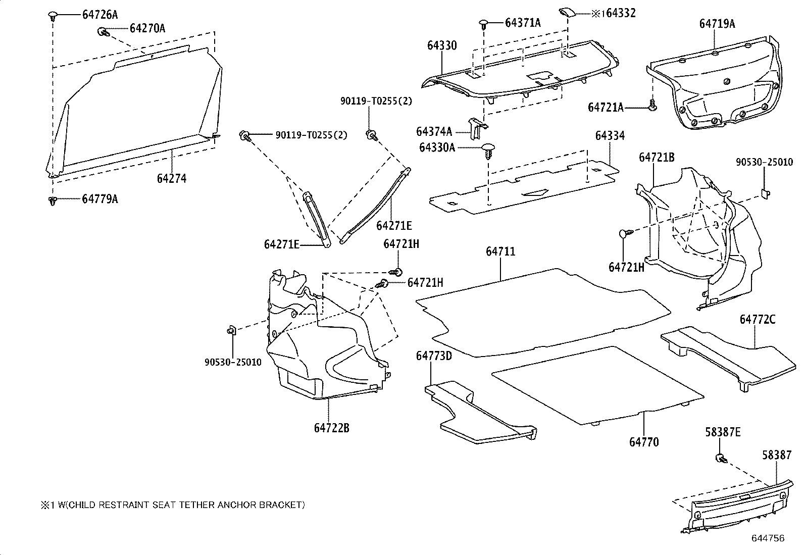 64332-0D120-C0 COVER, PACKAGE TRAY TRIM product image