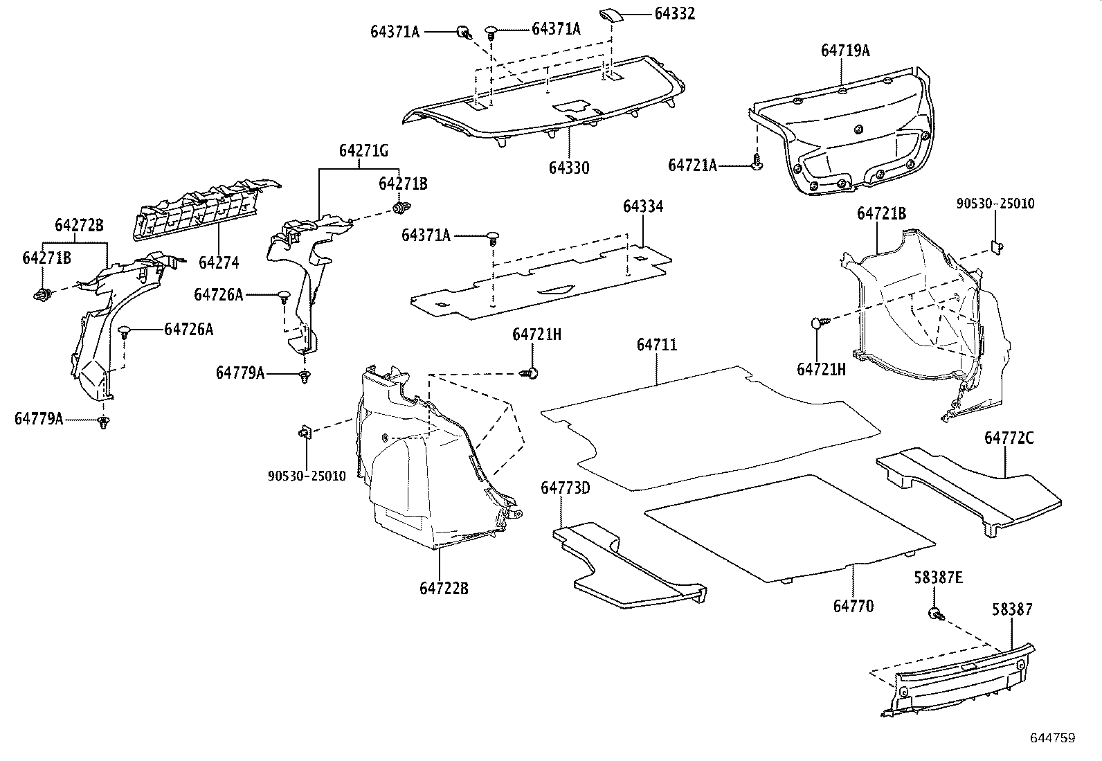 64332-0D061-C0 COVER, PACKAGE TRAY TRIM product image