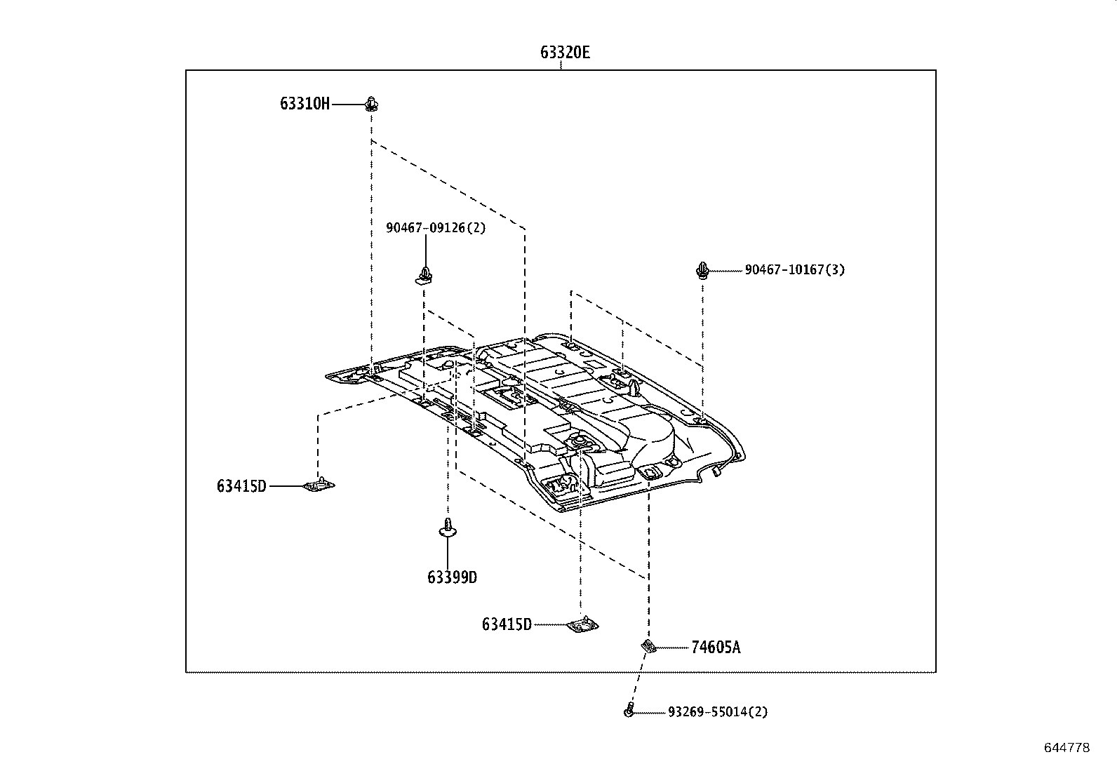 63304-26670-C0 TRIM SUB-ASSY, ROOF HEADLINING, FRONT product image