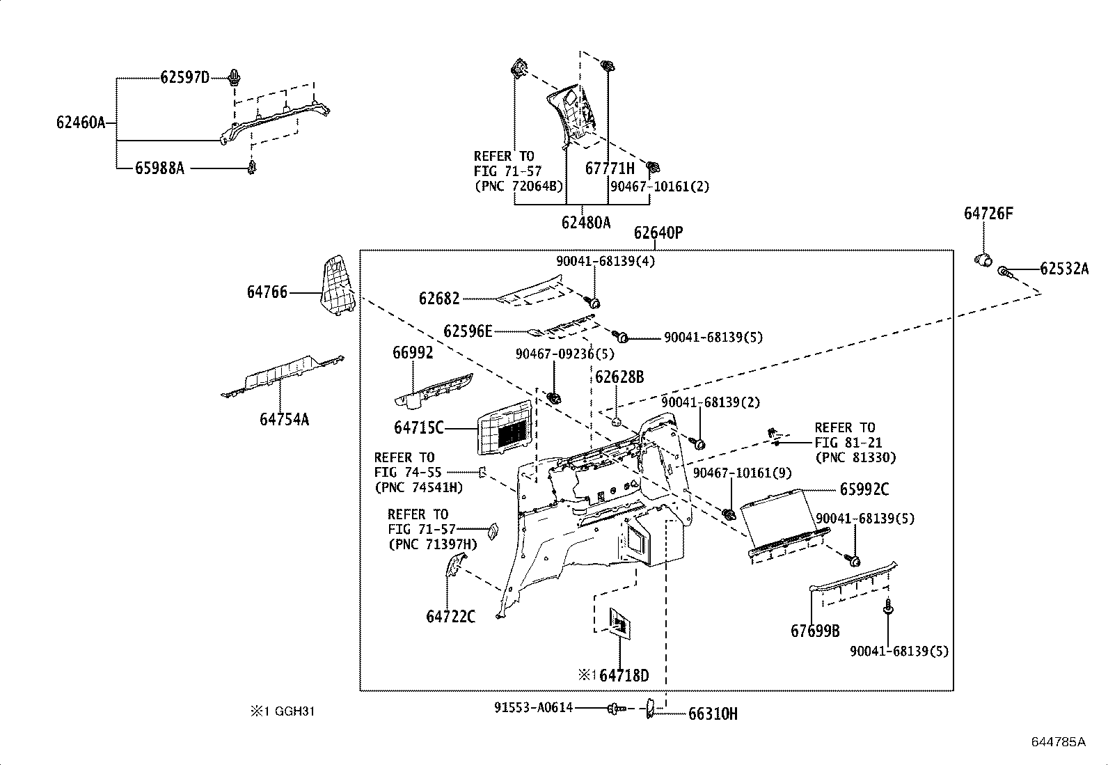 62170-58040 AIR BAG ASSY, CURTAIN SHIELD, RH product image