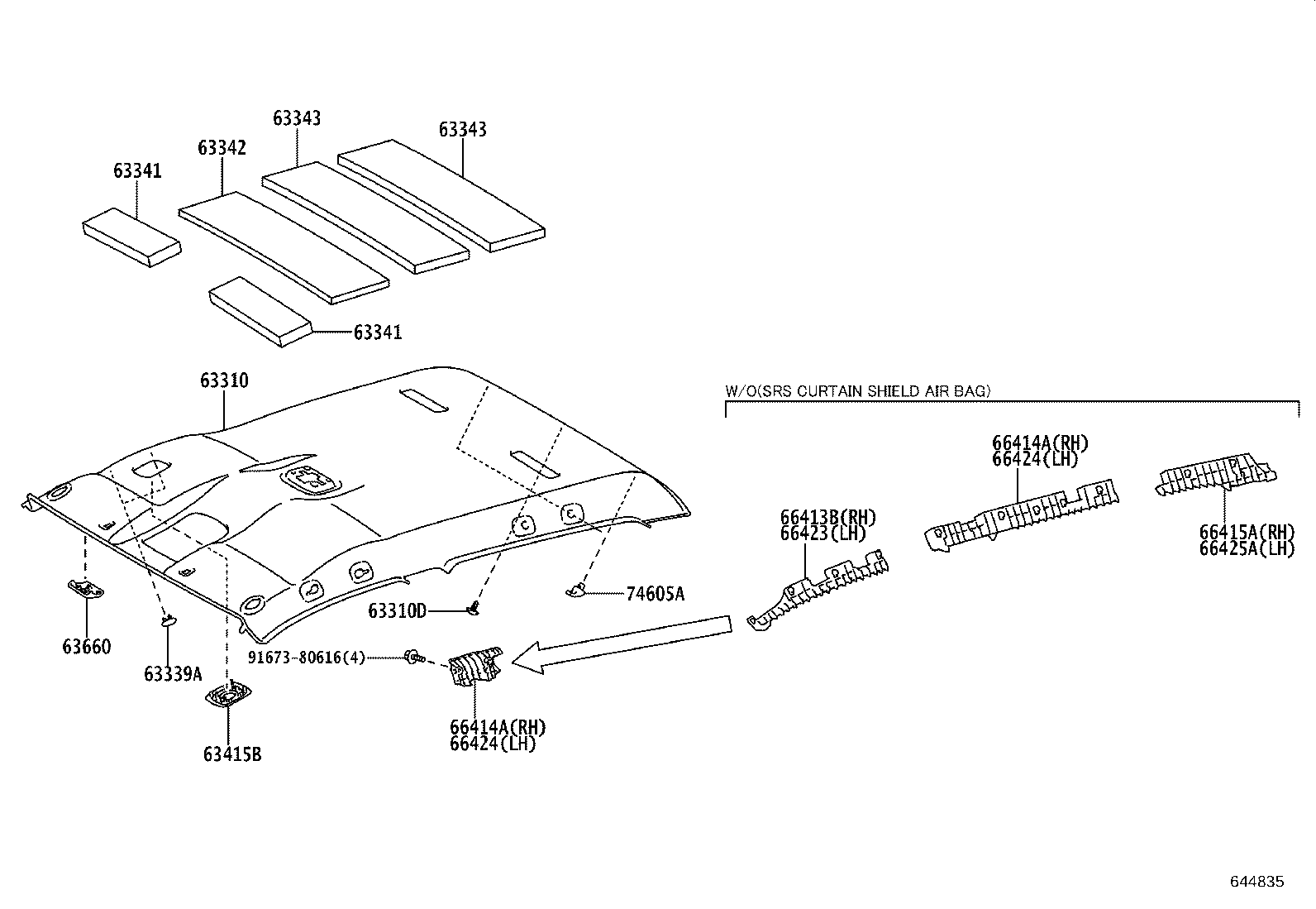 63310-0KP30 HEADLINING ASSY, ROOF product image