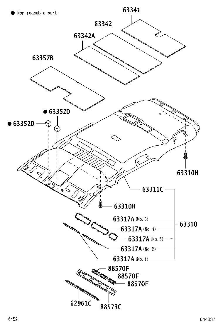 63317-BZ150 RETAINER, ROOF HEADLINING product image