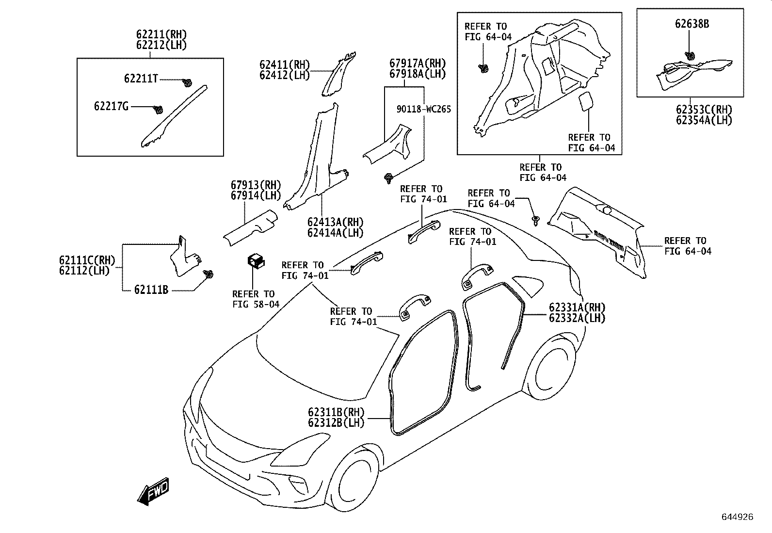62180-WC006 AIR BAG ASSY, CURTAIN SHIELD, LH product image