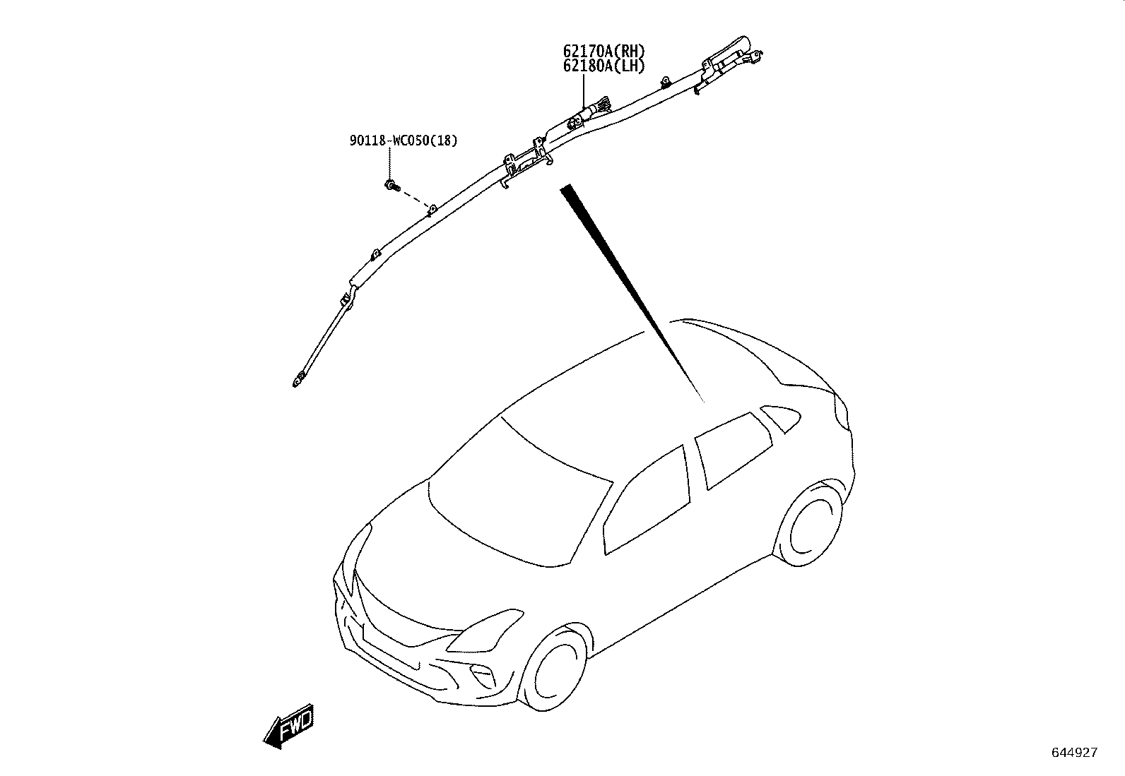 62180-WC006 AIR BAG ASSY, CURTAIN SHIELD, LH product image
