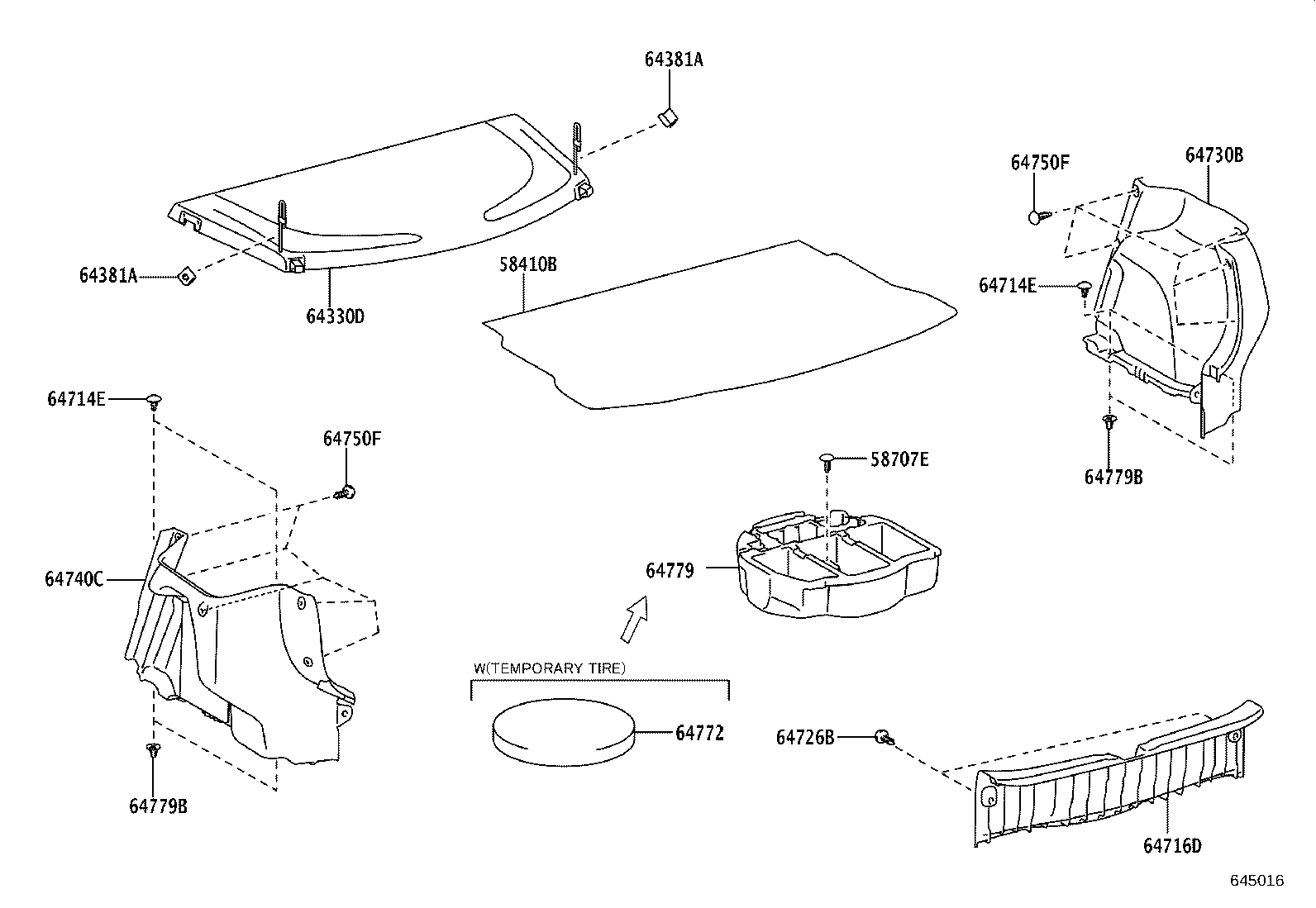 64779-0D130 TRAY, SPARE WHEEL COVER product image