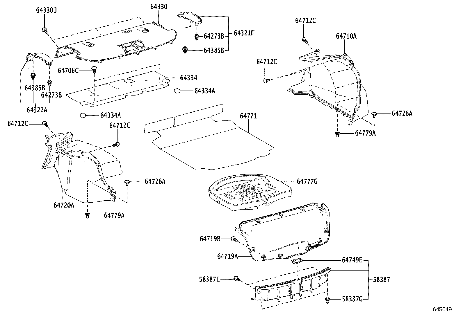64490-02170-C1 TRAY ASSY, LUGGAGE COMPARTMENT SIDE product image