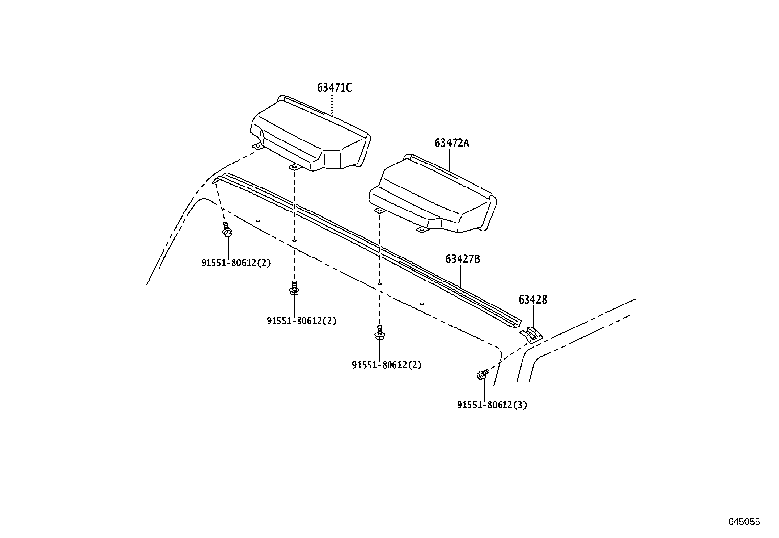 63430-37040-B0 RACK ASSY, ROOF, INNER product image