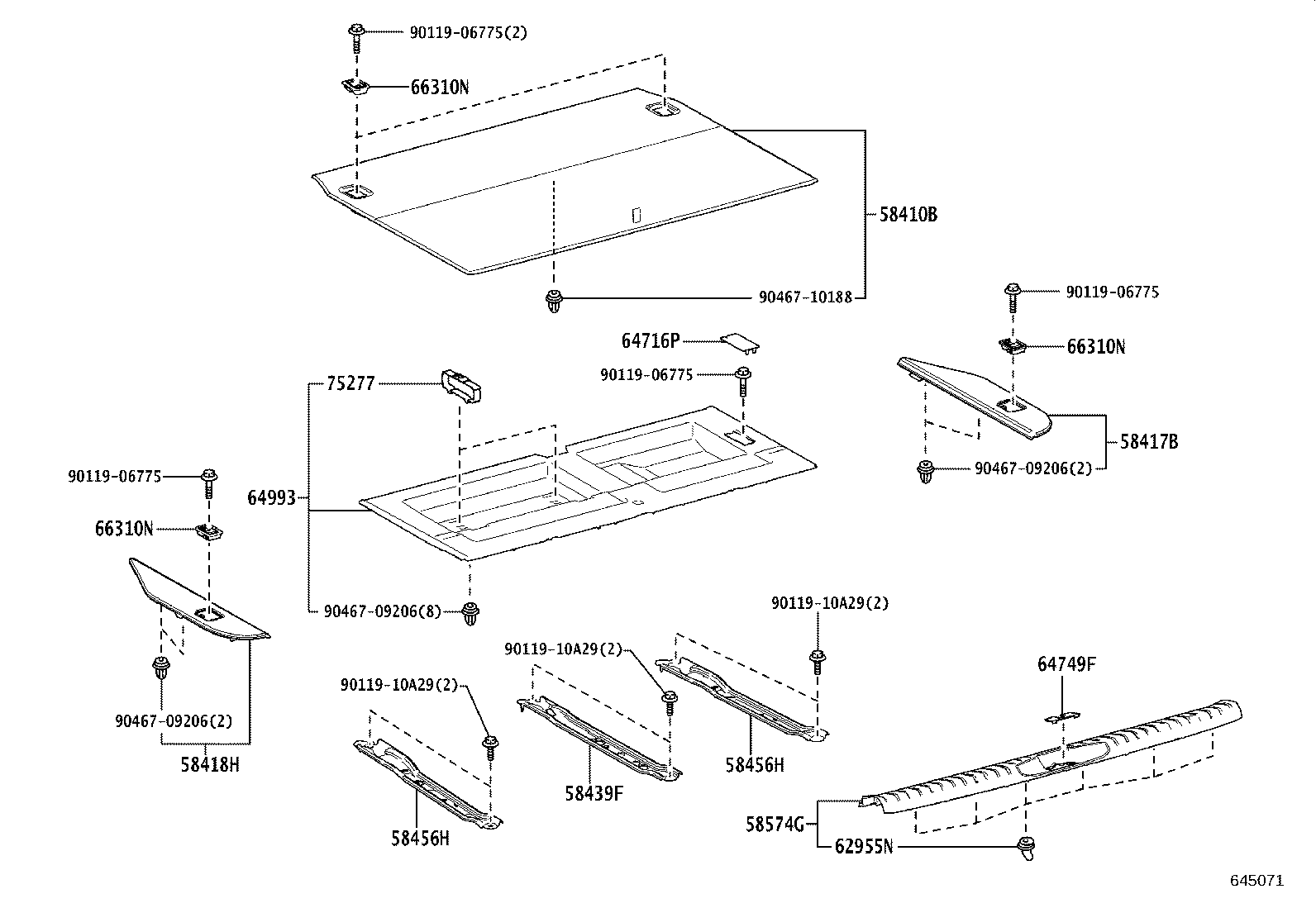 64991-60070 BOX, DECK FLOOR, REAR product image