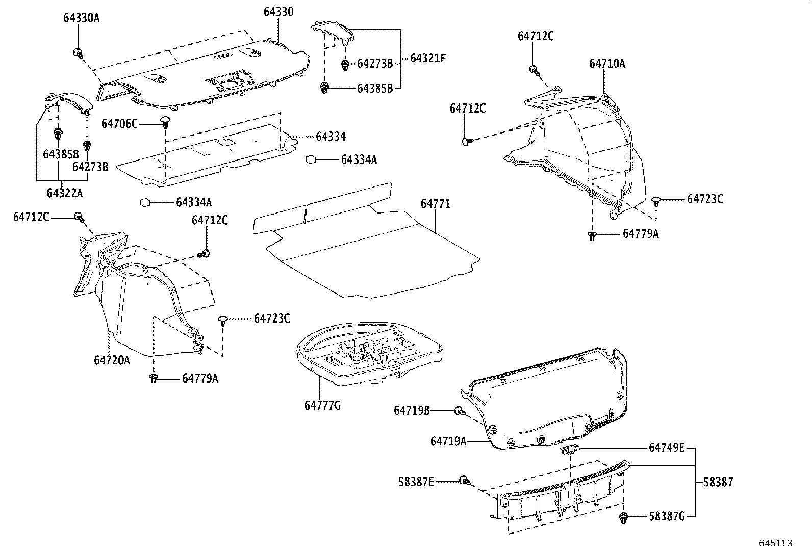 64720-02620-C0 COVER ASSY, LUGGAGE COMPARTMENT TRIM, LH product image