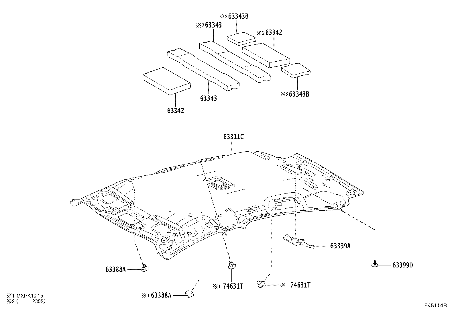 63343-52200 PAD, ROOF SILENCER, REAR product image