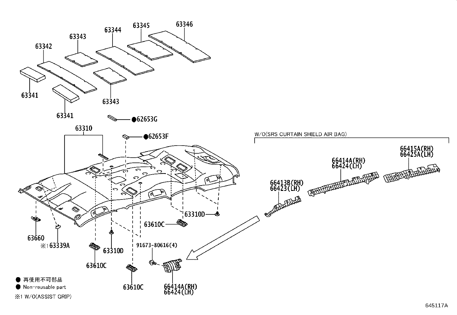 63310-0KB50-C0 HEADLINING ASSY, ROOF product image