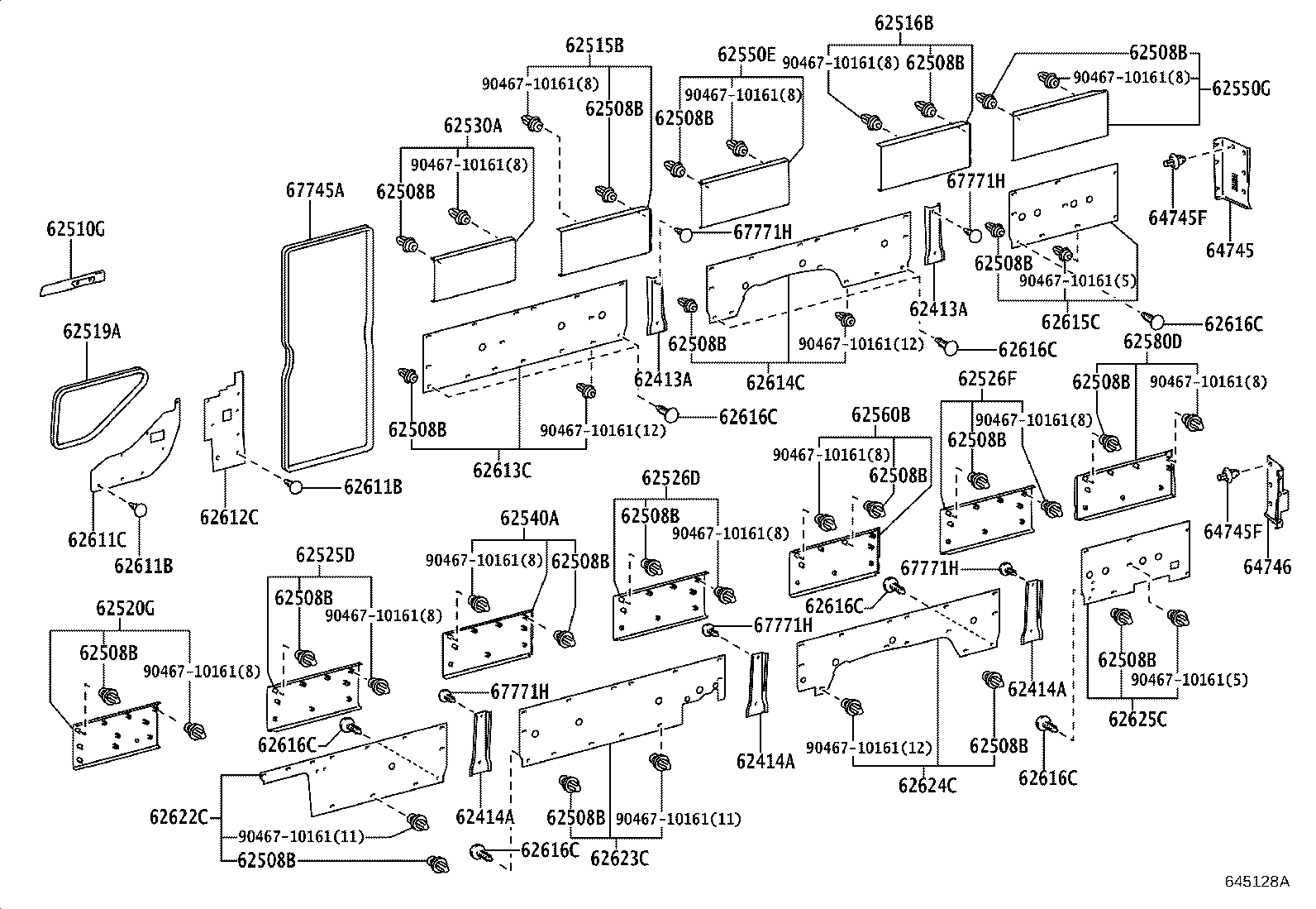 62210-0S030 GARNISH, FRONT PILLAR, RH product image