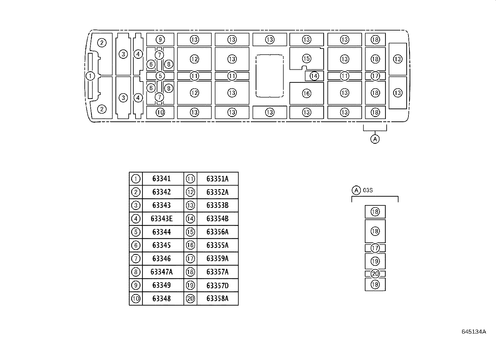 63341-0S030 PAD, ROOF SILENCER, NO.1 product image