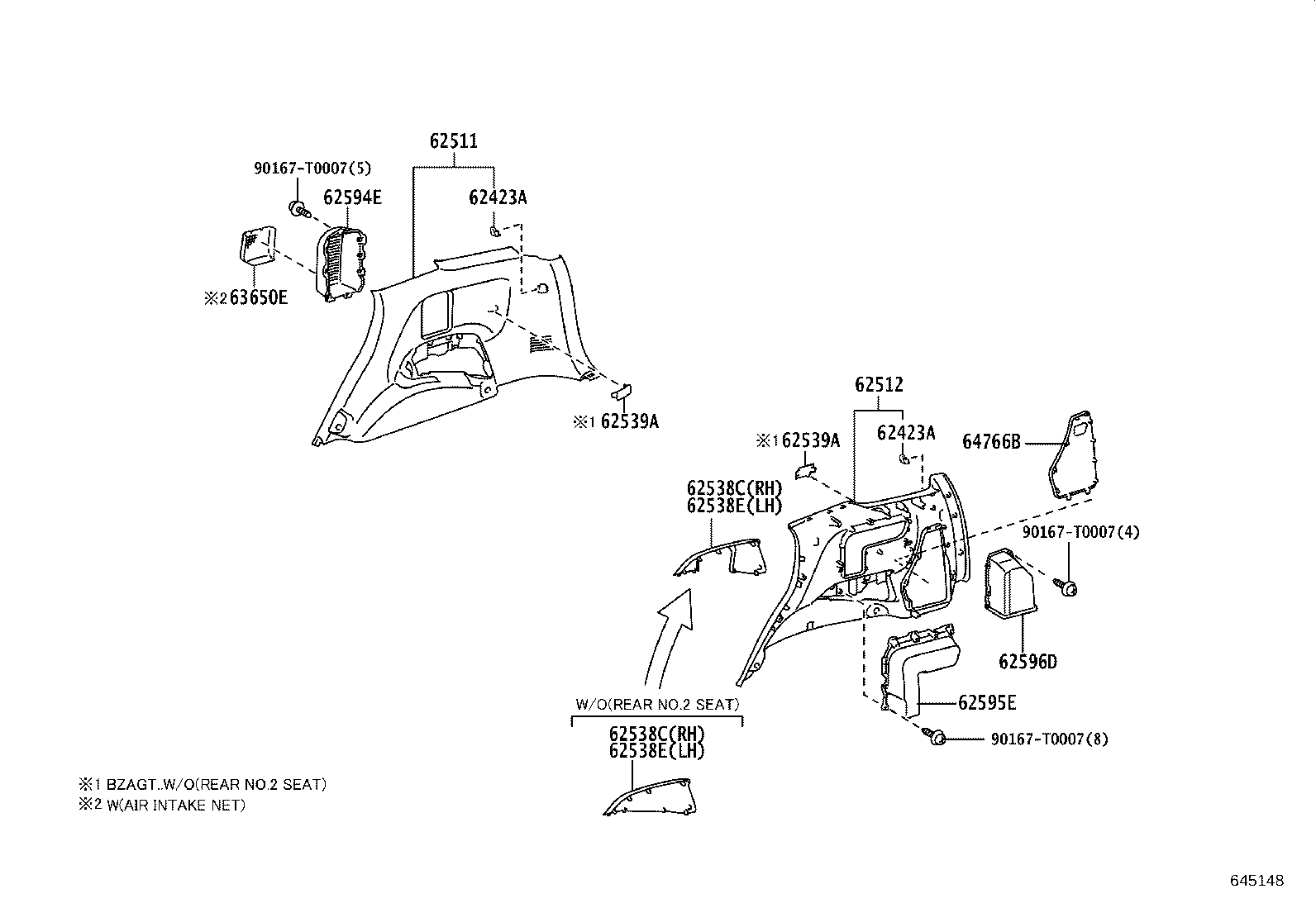 62472-0K280-C0 GARNISH, REAR PILLAR, UPPER LH product image
