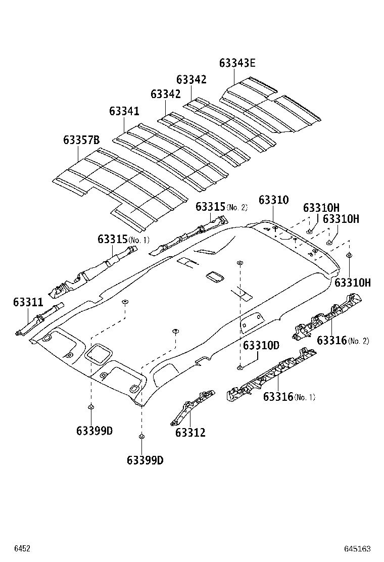 62452-BZ040 GARNISH, ROOF HEADLINING, REAR LH product image