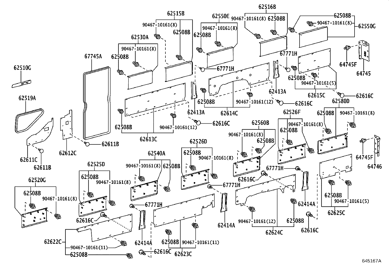 62210-0S030 GARNISH, FRONT PILLAR, RH product image