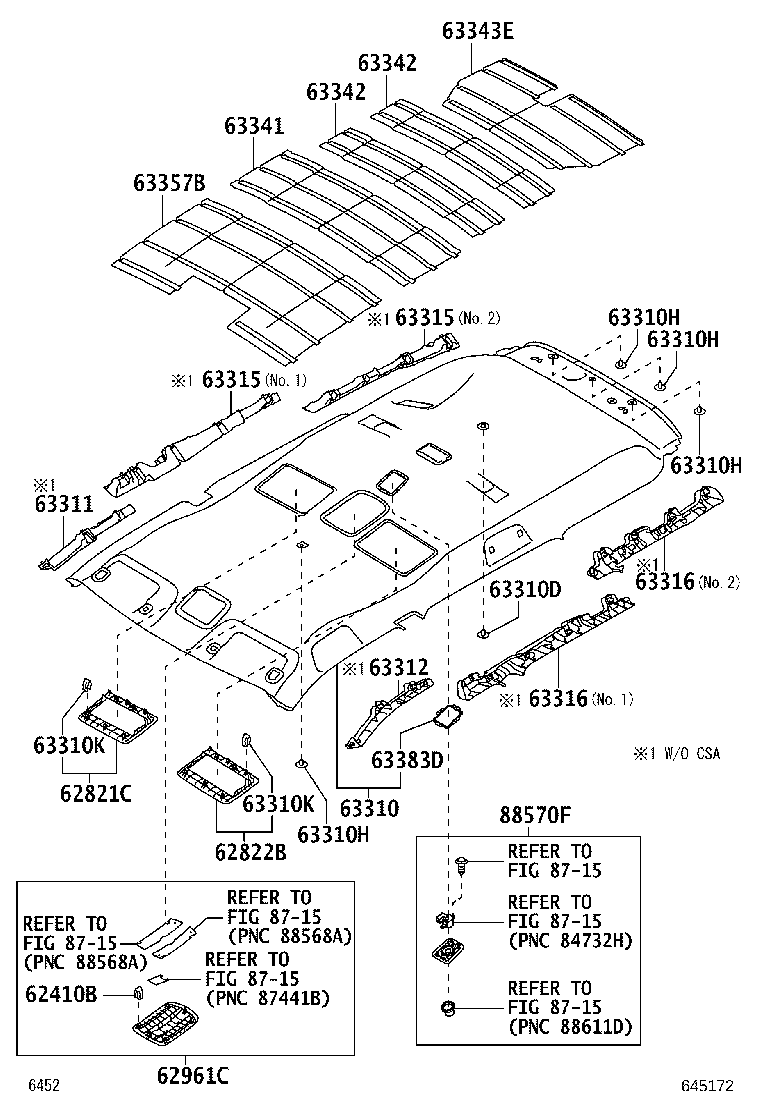 62452-BZ040 GARNISH, ROOF HEADLINING, REAR LH product image