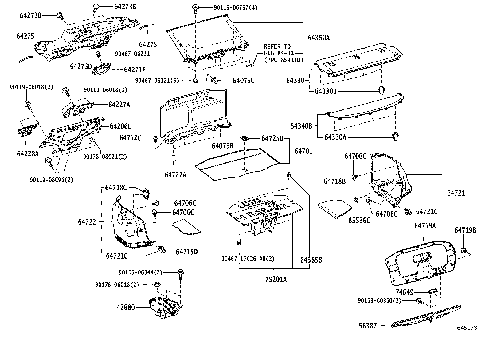 64075-62060-C0 COVER, LUGGAGE COMPARTMENT TRIM, FRONT product image