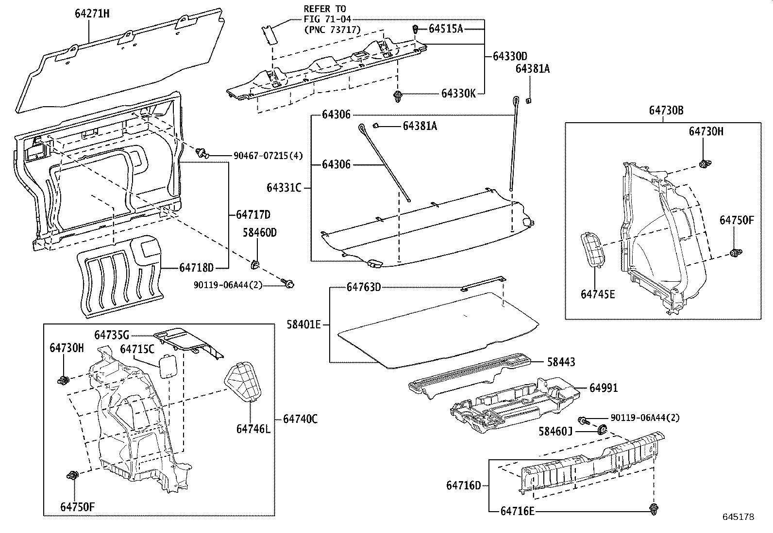 64306-15010 SUSPENDER SUB-ASSY, PACKAGE TRAY TRIM product image