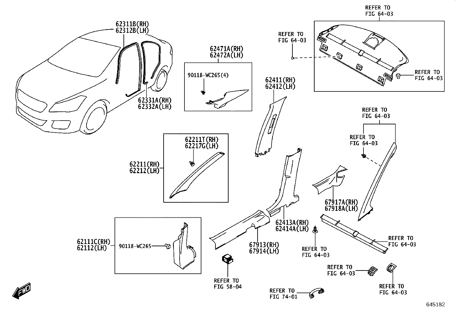 62311-WC003 WEATHERSTRIP, FRONT DOOR OPENING TRIM, RH product image