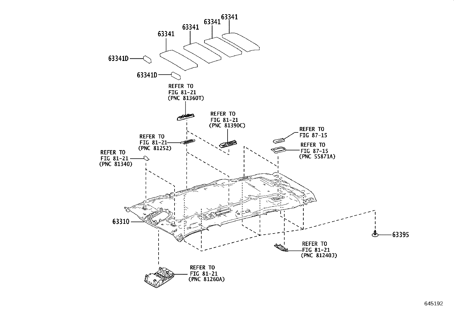 63341-0E180 PAD, ROOF SILENCER, NO.1 product image