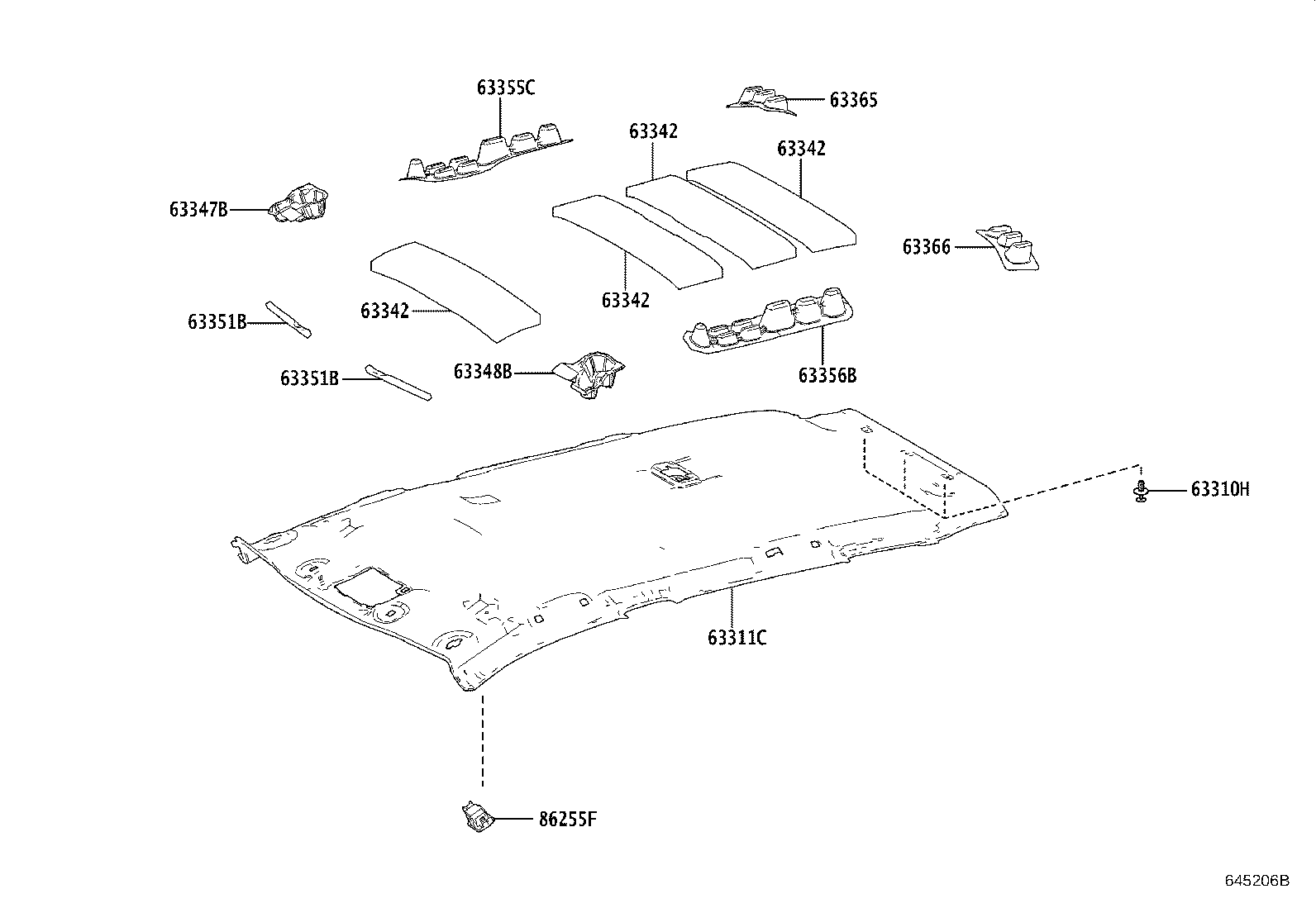 Toyota 63306-0A040-B0 TRIM SUB-ASSY, SUNSHADE