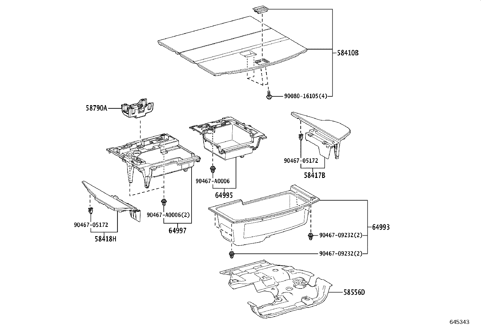 58331-F6010 BRACKET, LUGGAGE COMPARTMENT TRIM, NO.1 product image