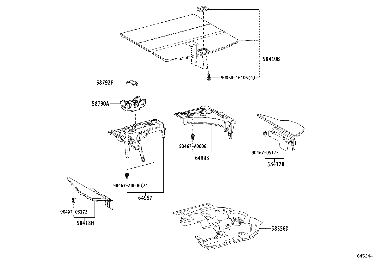 58331-F6010 BRACKET, LUGGAGE COMPARTMENT TRIM, NO.1 product image