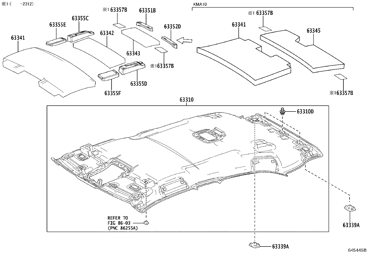 Toyota 63345-76030 PAD, ROOF SILENCER, NO.5