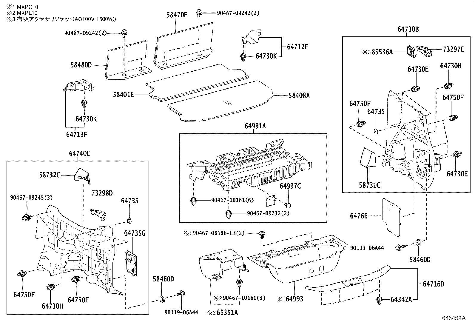 64792-52010 CARPET SUB-ASSY, DECK TRIM SIDE, RH product image