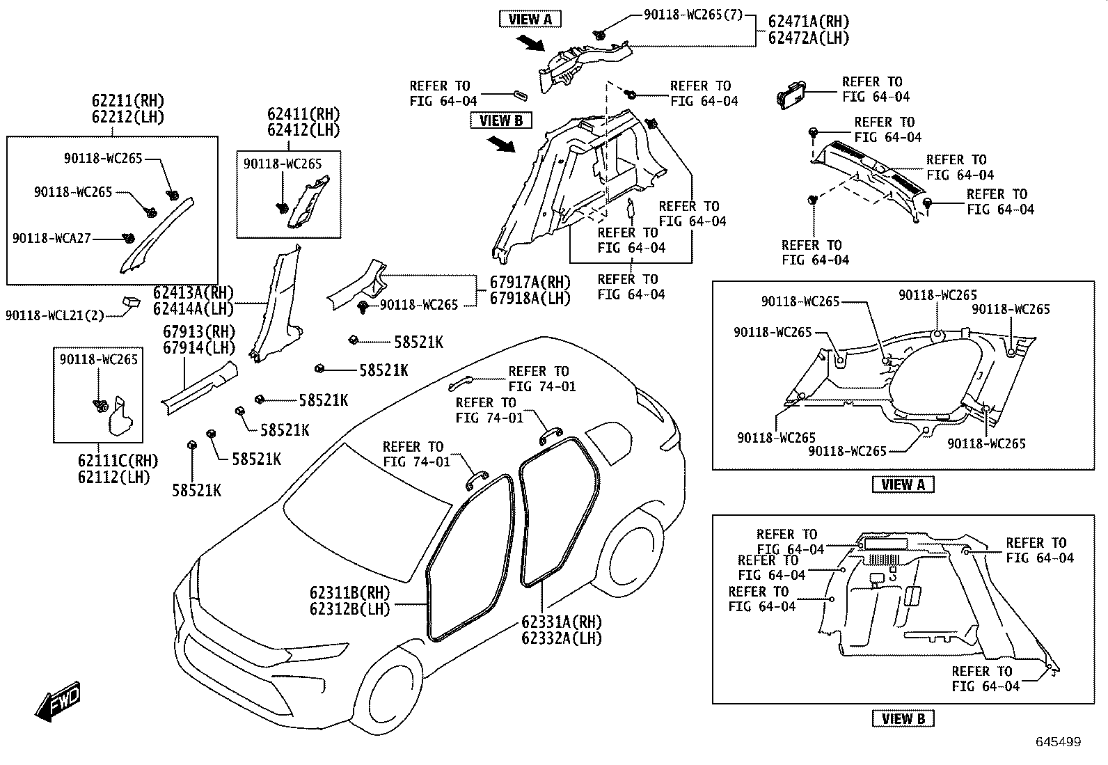 62170-WC003 AIR BAG ASSY, CURTAIN SHIELD, RH product image