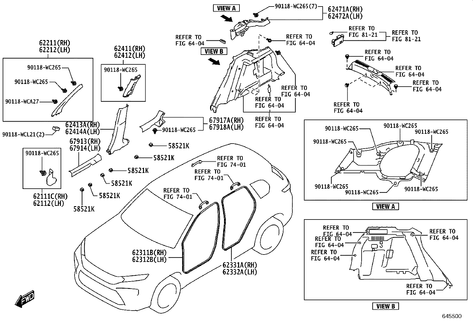 62170-WC003 AIR BAG ASSY, CURTAIN SHIELD, RH product image