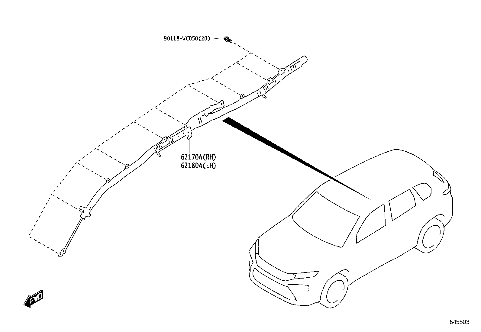 62170-WC003 AIR BAG ASSY, CURTAIN SHIELD, RH product image