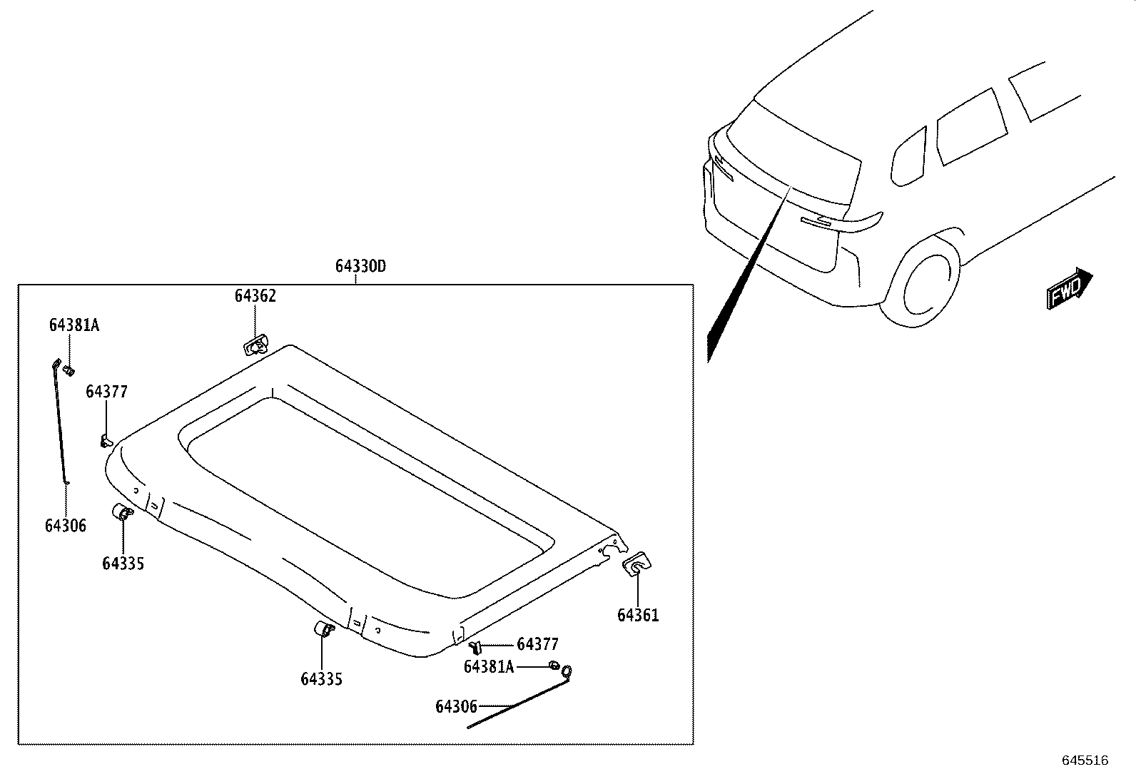 64306-WC003 SUSPENDER SUB-ASSY, PACKAGE TRAY TRIM product image