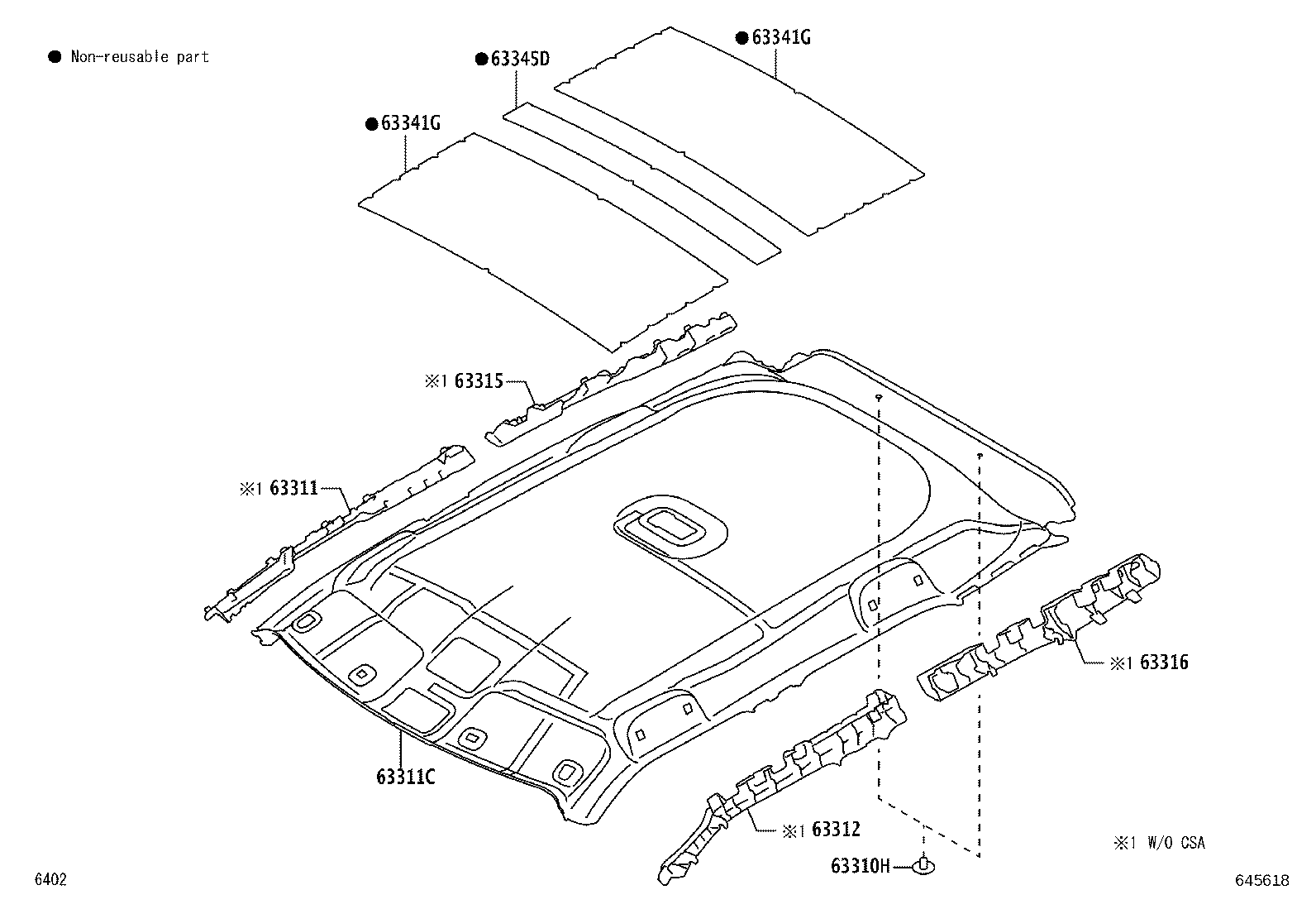 62452-BZ020 GARNISH, ROOF HEADLINING, REAR LH product image