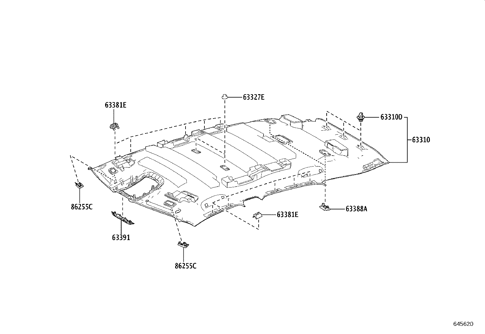 63391-48020 TRIM, ROOF HEADLINING, FRONT product image
