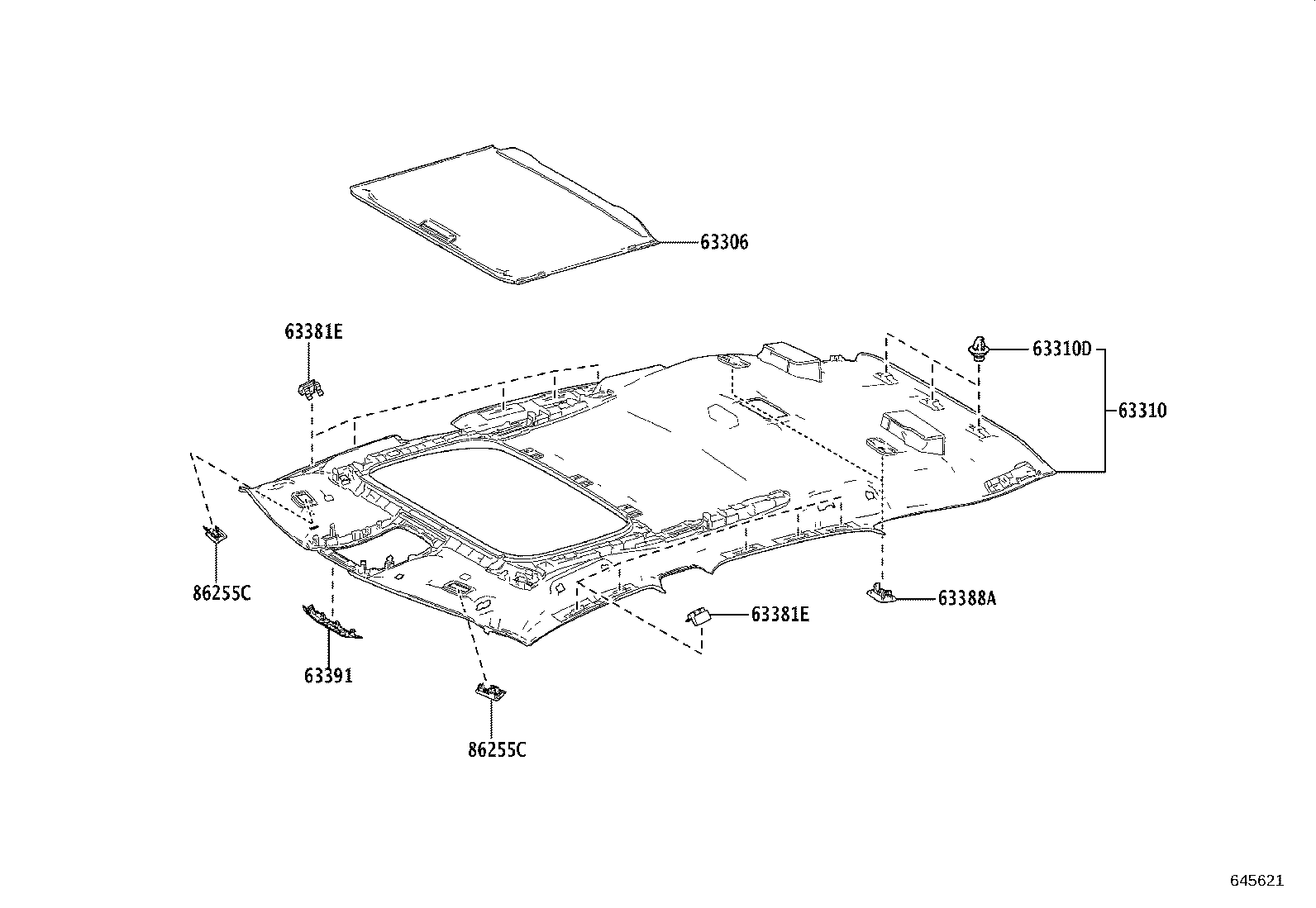 63391-48020 TRIM, ROOF HEADLINING, FRONT product image
