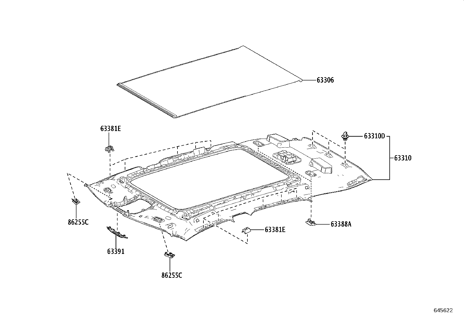 63391-48020 TRIM, ROOF HEADLINING, FRONT product image