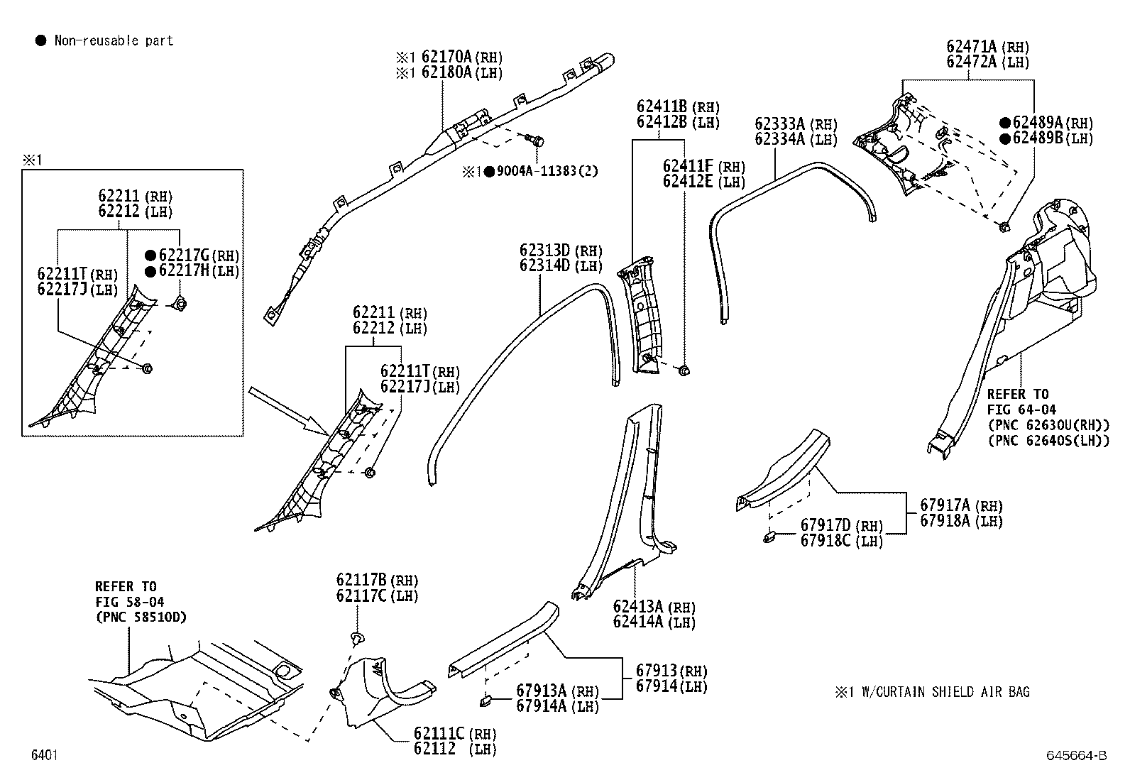 62180-BZ080 AIR BAG ASSY, CURTAIN SHIELD, LH product image