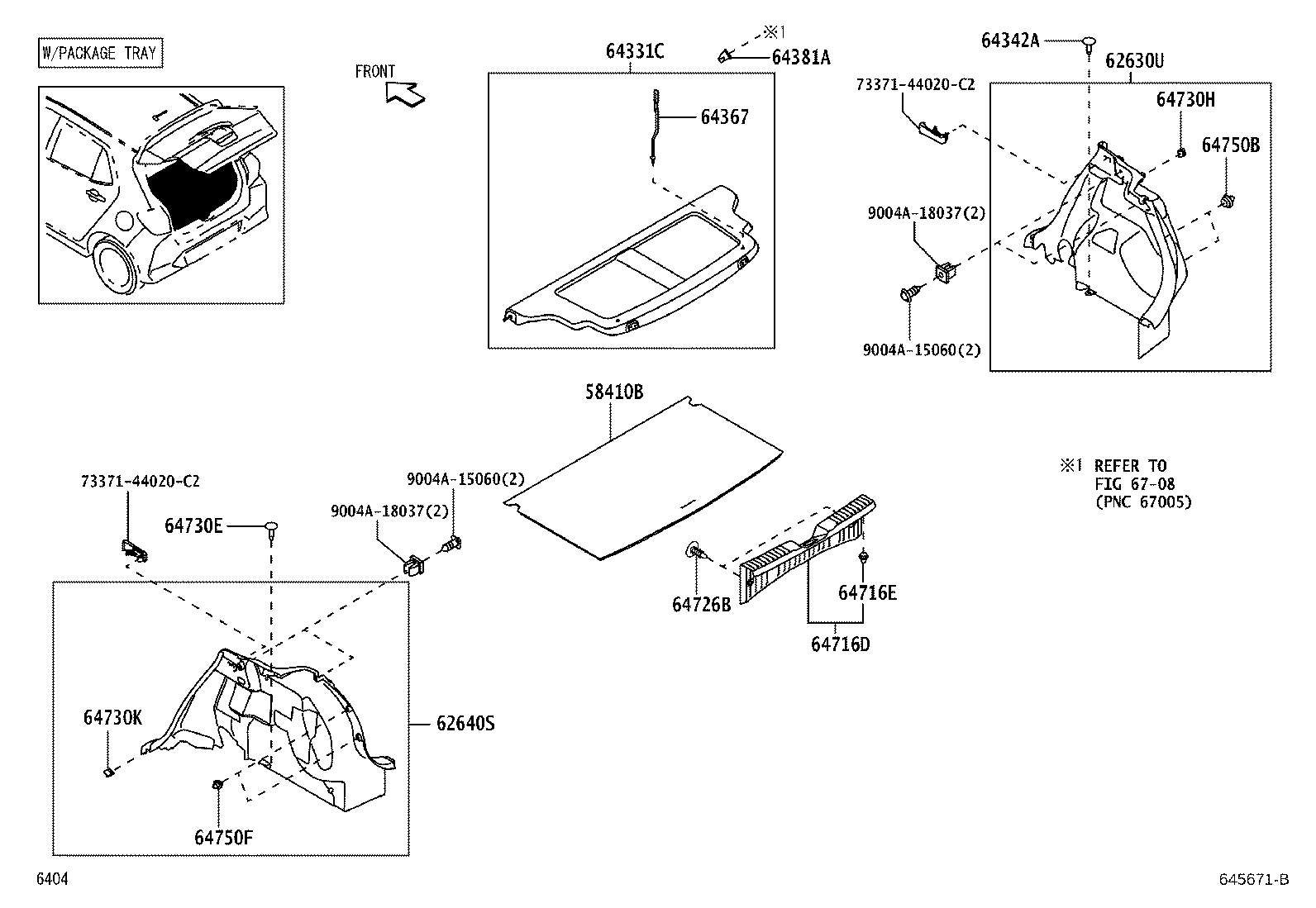 64381-BZ030 HANGER, PACKAGE TRAY TRIM product image