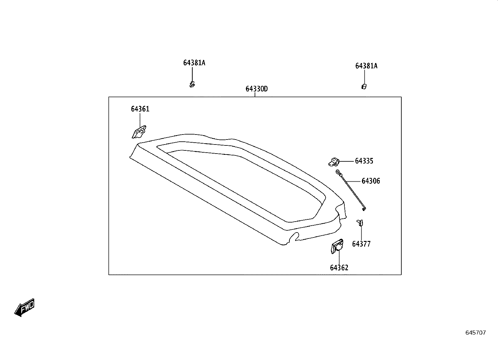 64306-WC005 SUSPENDER SUB-ASSY, PACKAGE TRAY TRIM product image