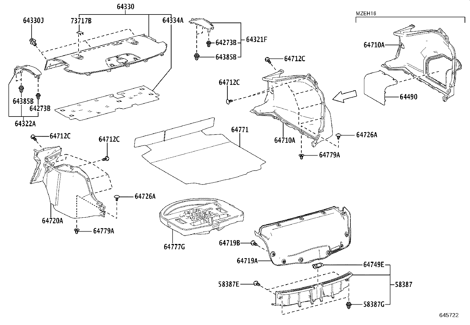 64490-02170-C1 TRAY ASSY, LUGGAGE COMPARTMENT SIDE product image