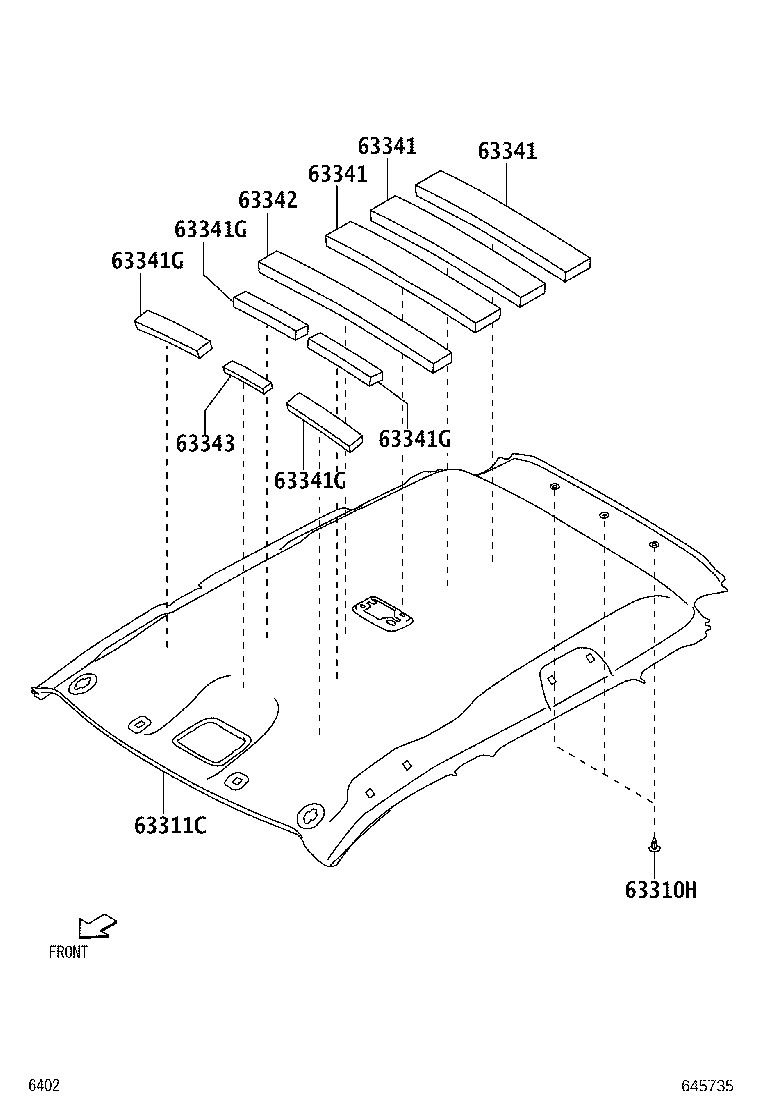 63363-BZ090 SUPPORT, ROOF HEADLINING, NO.3 product image