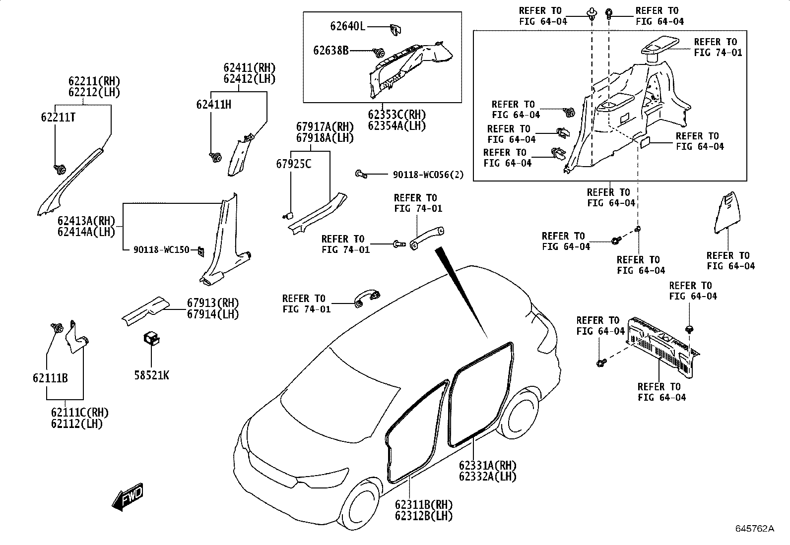 62170-WC010 AIR BAG ASSY, CURTAIN SHIELD, RH product image