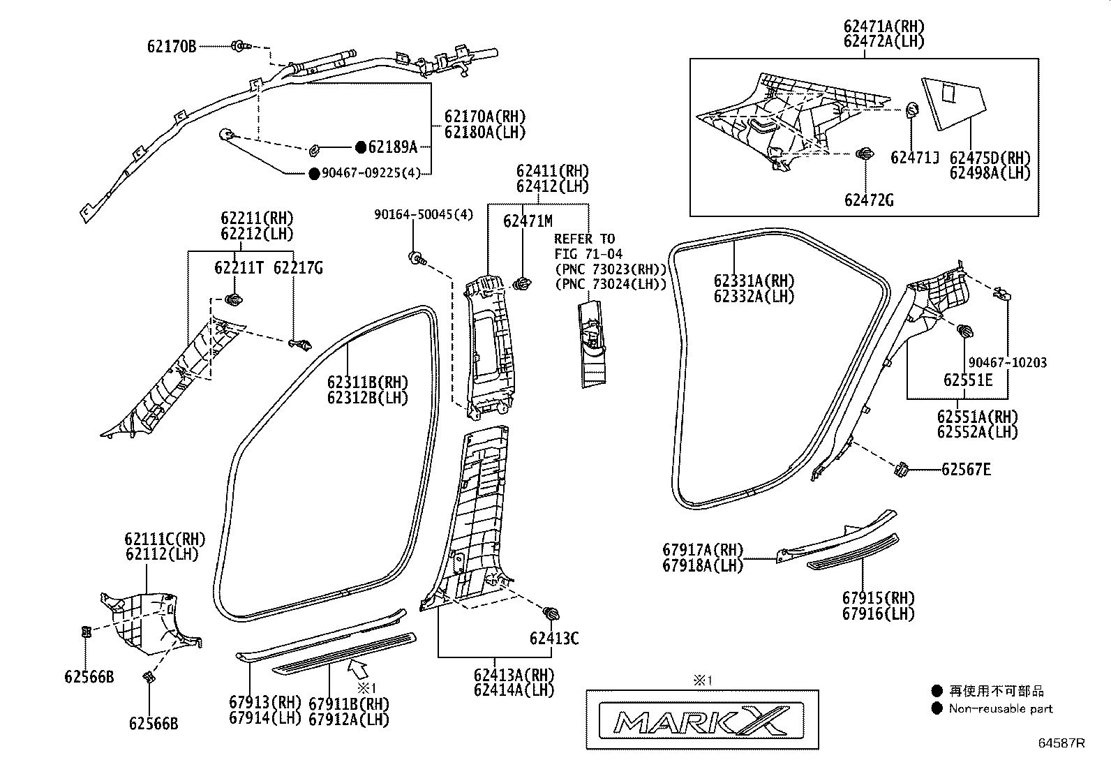 62170-22050 AIR BAG ASSY, CURTAIN SHIELD, RH product image