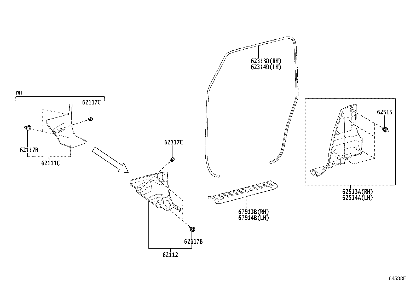62313-KK010 TRIM, FRONT DOOR OPENING, RH product image