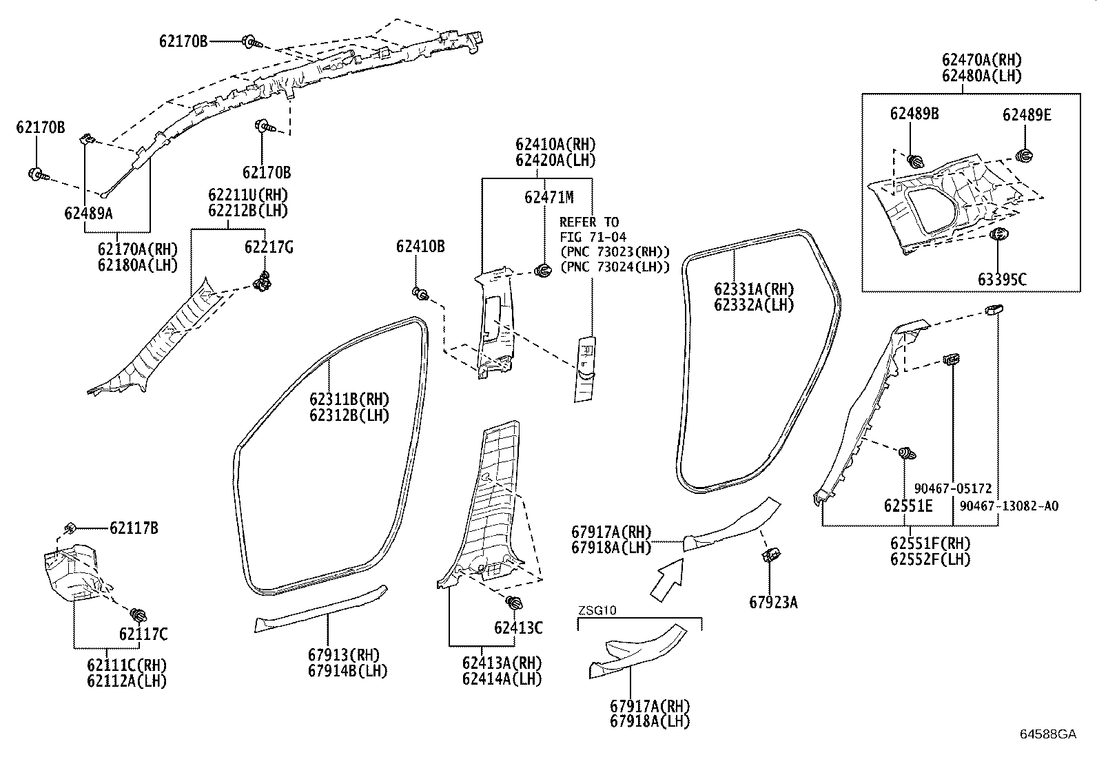 62332-0A010 WEATHERSTRIP, REAR DOOR OPENING TRIM, LH product image