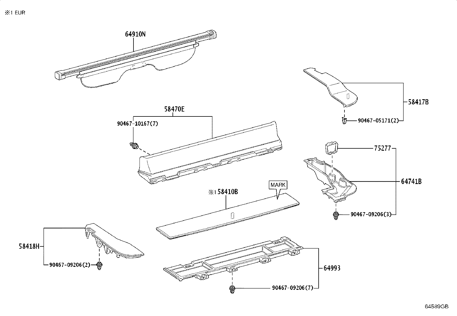 64741-60020 BOX, DECK SIDE TRIM, RH product image