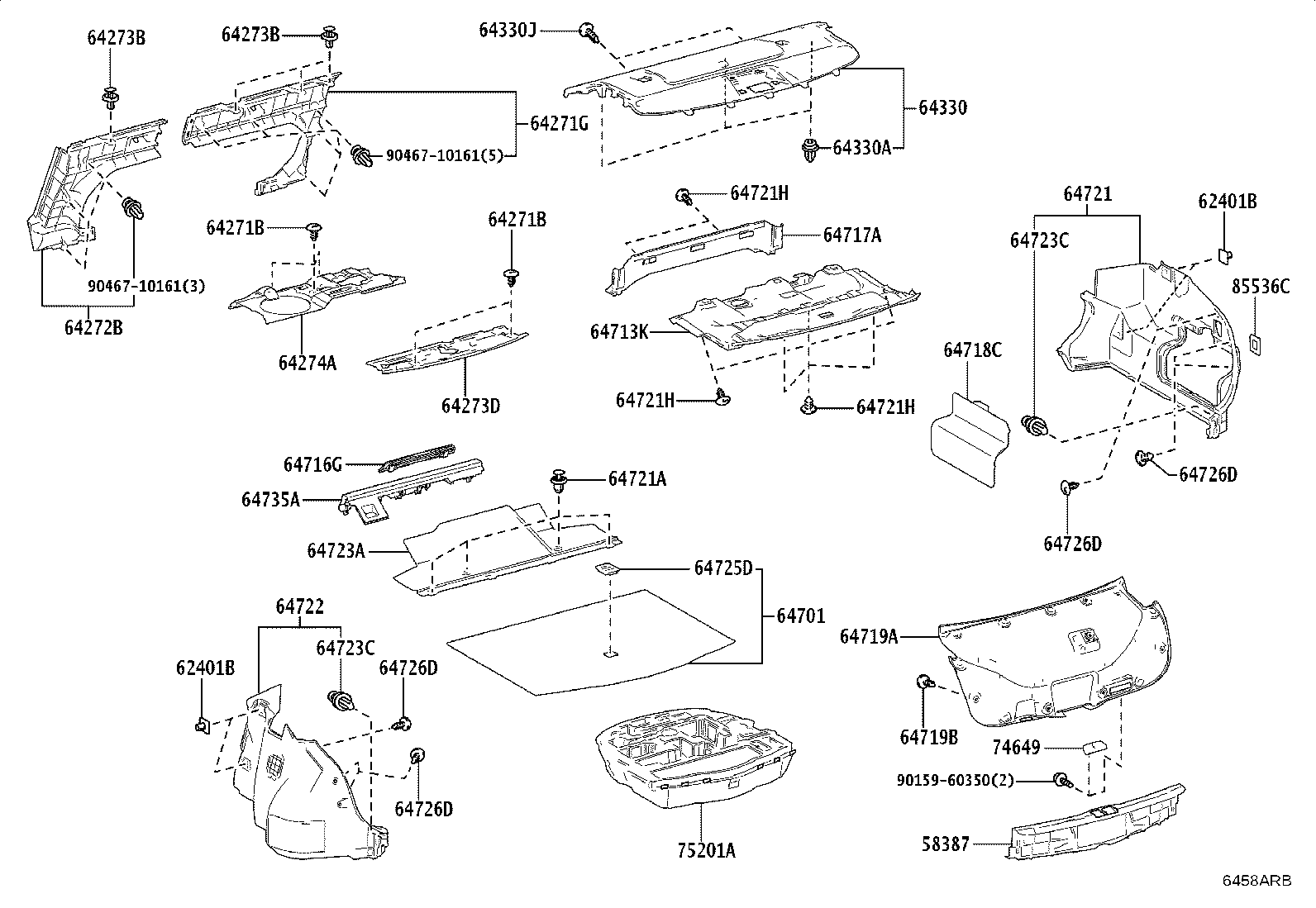 64716-30220 COVER, LUGGAGE COMPARTMENT TRIM, REAR product image